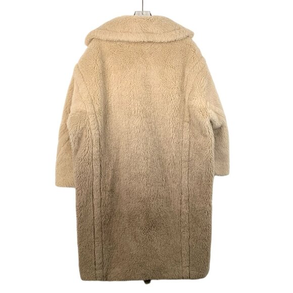 Max Mara Beige Teddy Coat Womens Long Double-Breasted Wool Blend Made In Italy W - Picture 2 of 7